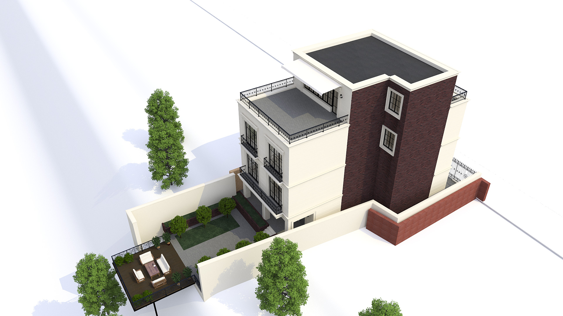 Расположение дома на участке Проект оформления фасадов жилого дома.
