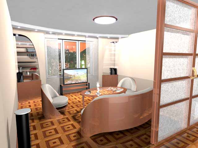 Гостиная Дизайн-проект квартиры опубликованный журналом 'Современный дом'